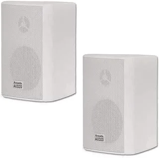 Acoustic Audio by Goldwood AA351W 2 Way High Performance Indoor Outdoor 500W Speakers with Powerful Bass (1 Pair, White)