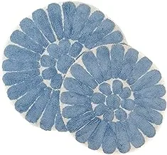 زهرة تشيسابيك المتفجرة 2 قطعة. طقم سجادة حمام دائرية باللون الأبيض الفاتح والأزرق 45951 (24 بوصة و30 بوصة)