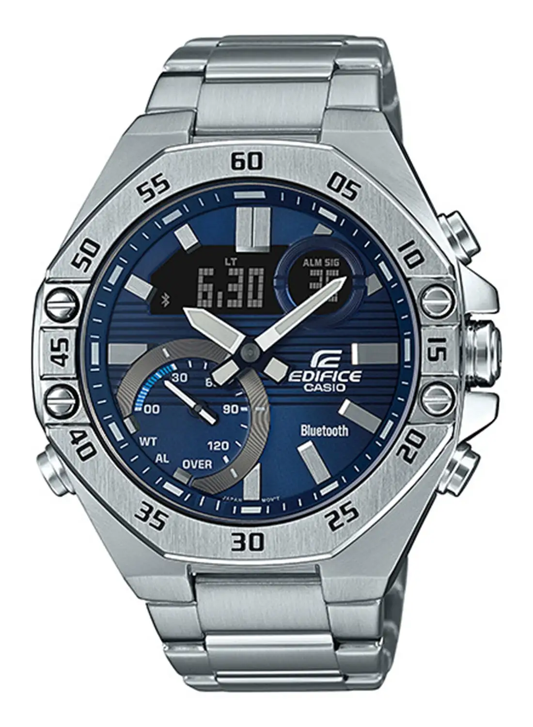 CASIO Men's Analog+Digital Stainless Steel Wrist Watch ECB-10D-2ADF - 42 Mm