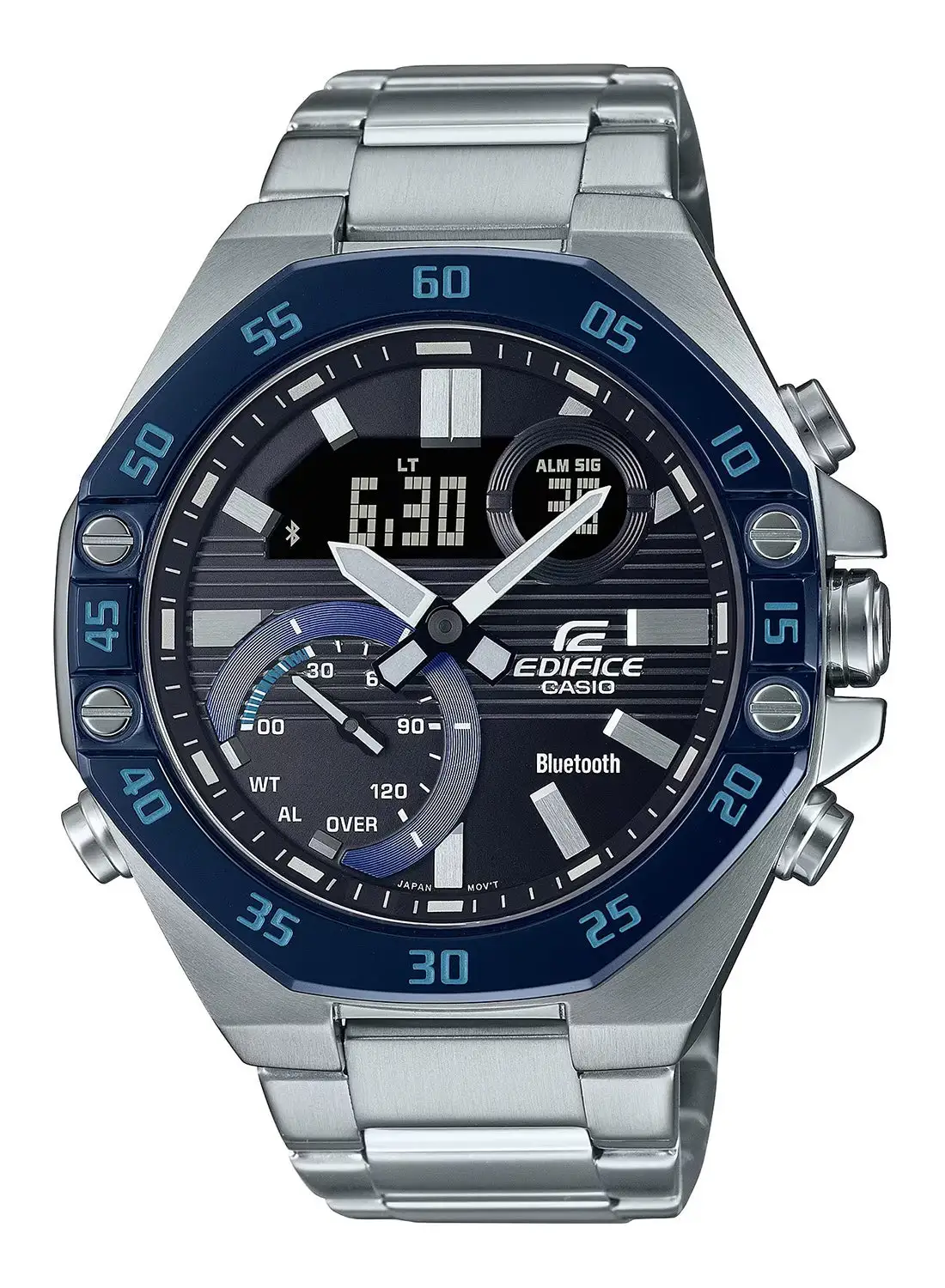CASIO Men's Analog+Digital Stainless Steel Wrist Watch ECB-10DB-1BDF - 42 Mm
