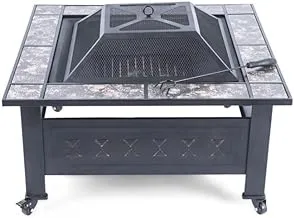 Sultan Gardens Metal Fire place, Wood Stove 80x80x36 cm