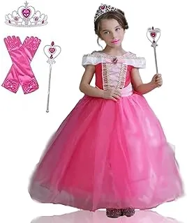 FITTO Girls Sleeping Beauty Costume Aurora Dress Princess Dress for Halloween, Cosplay, and Birthday Parties