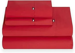 كيس وسادة Tommy Hilfiger T200 Solid SHEETING TH Signature، مقاس King، أحمر، عدد 2