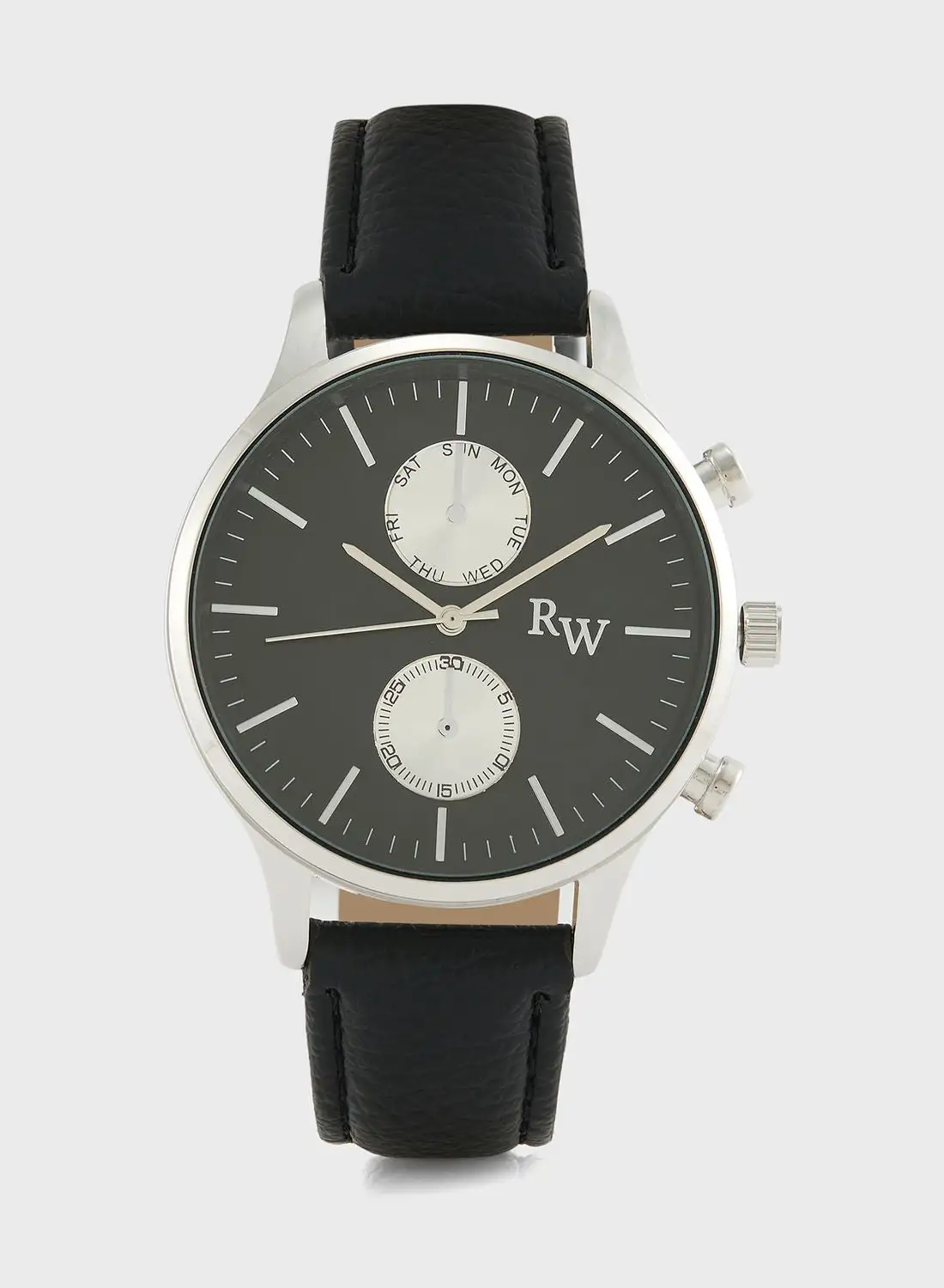 Robert Wood Subdial Analog Leather Strap Watch