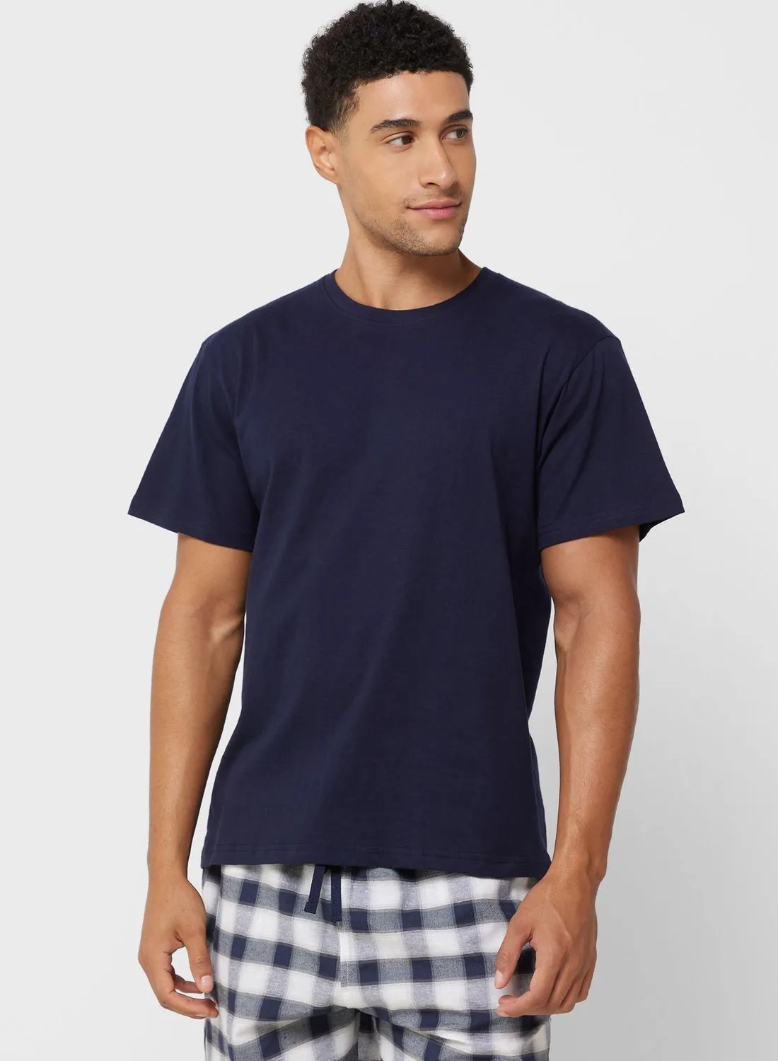 Seventy Five Men'S Foxbury Jersey Short Sleeve T-Shirt & Woven Check Shorts