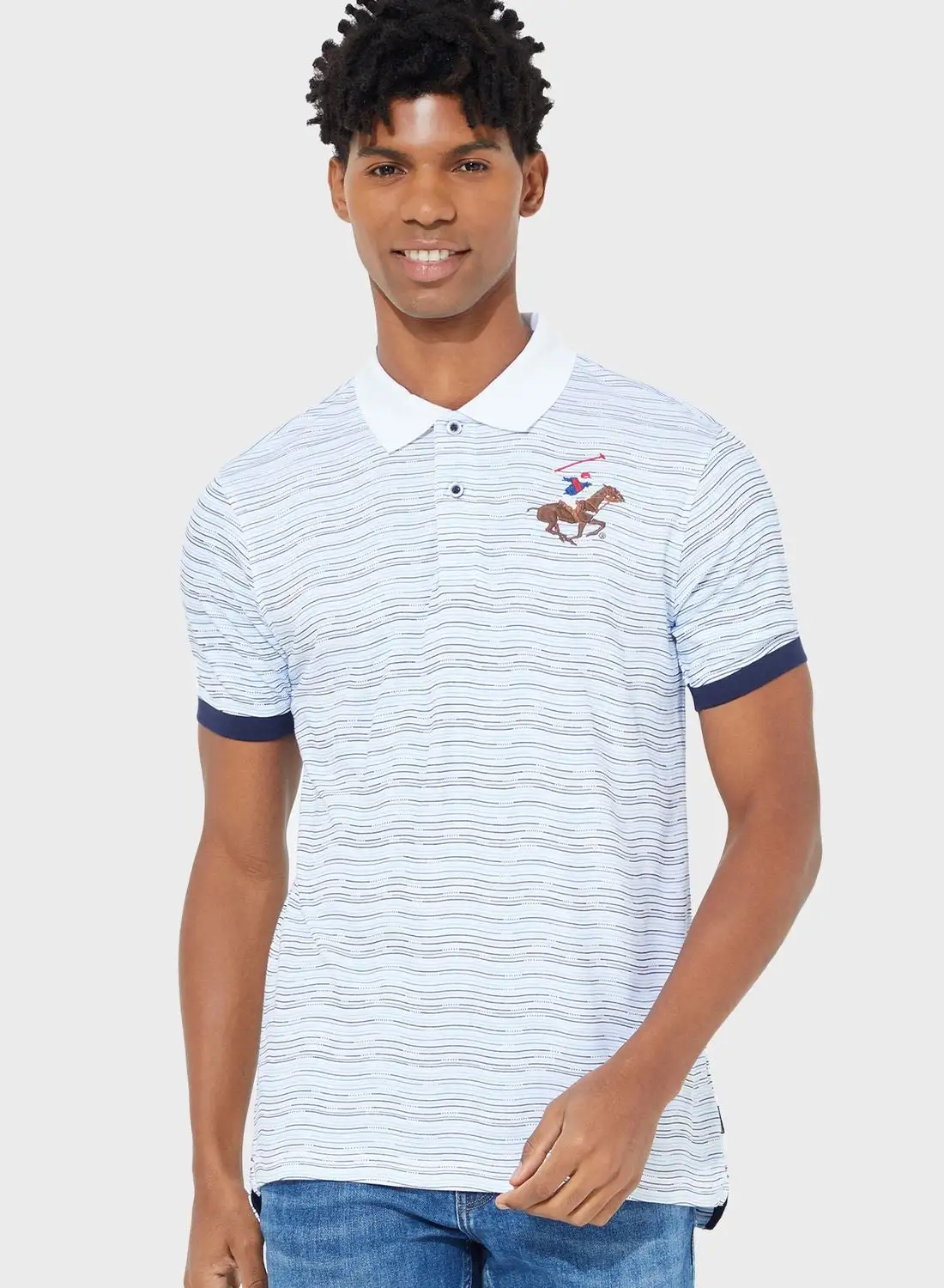 bhpoloclub Ombre Waves Aop Textured Polo