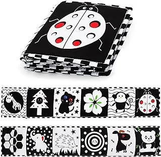 Black and White Cloth Books - High Contrast Baby Cloth Book for Early Education, Infant Tummy-time Mat, Three-Dimensional Can Bitten and Tear Not Rotten Paper 0-3 Y Baby Toys (Ladybug)