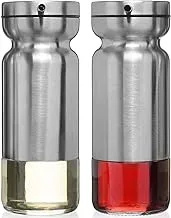 2 Pcs 270ml Olive Oil and Vinegar Dispenser Bottle Set Non Drip with Stainless Steel Outer Body | Oil Dispenser Bottle for Kitchen Restaurant