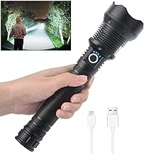 Rechargeable Led Flashlight High Lumens, 90000 High Lumens Tactical Flashlights, P70.2 LED Super Bright Flashlight with 26650 Batteries& USB, Zoomable, 3 Modes, Waterproof Flashlight for Emergencies