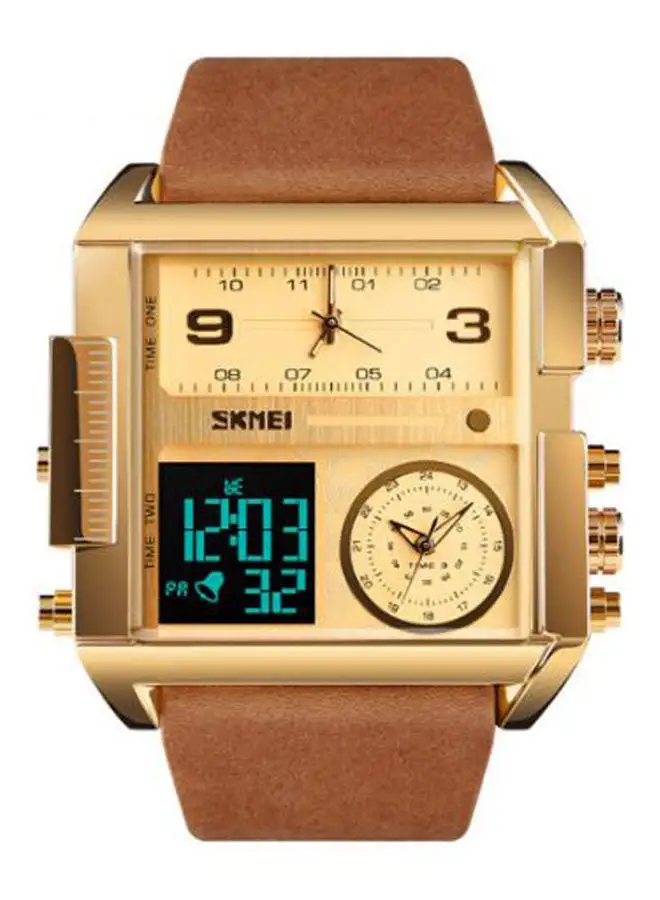 SKMEI Men's Analog & Digital Leather Watch 1391 - 55 mm - Brown