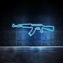 BPA Gun Neon Light, Games Room, Weapons Store, blue, LED, 35x80 cm