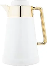 Al Saif Maya Coffee and Tea Vacuum Flask, 1.4 Liter Capacity, Ivory/Gold