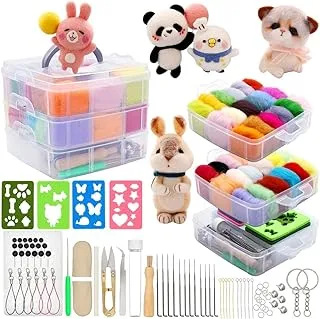 Needle Felting Kit 109 Pieces Set,Complete Needle Felting Tools and Supplies with Felt Wool 36 Colors,Needle Felting Starter Kit for DIY Craft Animal Home Decoration Birthday Gift