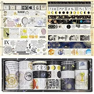 18 Rolls Universe Washi Tape, Azonee Decorative Washi Masking Tapes Set for Scrapbooking Gift Wrapping Decoration Arts & Crafts for Journaling, Bullet Journals, Junk Journal, DIY Crafts (Universe)