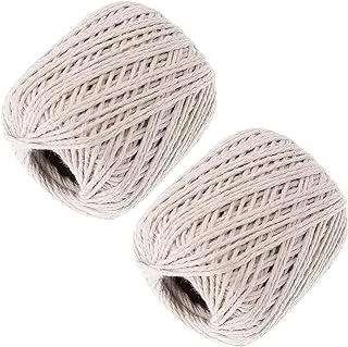 Lawazim Natural Color Cotton Twine 50g 2 Piece | Twine for Crafts Gardening Garden Plant Gift Wrapping Art Decoration Packing Material Christmas Twine Bulk Heavy-Duty