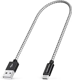 كابل CableCreation قصير Micro USB بطول 1 قدم، كابل شحن Micro USB 24 AWG يعمل بحماية ثلاثية لـ Kindle(2019)، TV Stick، PS4، Chromecast، بنك الطاقة، 0.3 متر أسود