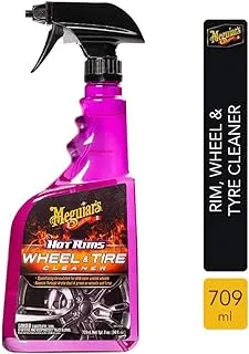 Meguiar's G9524 Hot Rims Wheel & Tire Cleaner, Dissolves Brake dust and Grime, Effective on Painted and Clear Coated Rims & Tires, Brilliant Shine (709ml, Pack of 1)