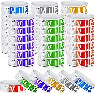 VIP Paper Wristbands for Events 600 Pack Neon Colored Wrist Bands Waterproof Hand Bands, Lightweight Event Adhesive Wristbands for Party Club Events, 0.79 x 10 Inch