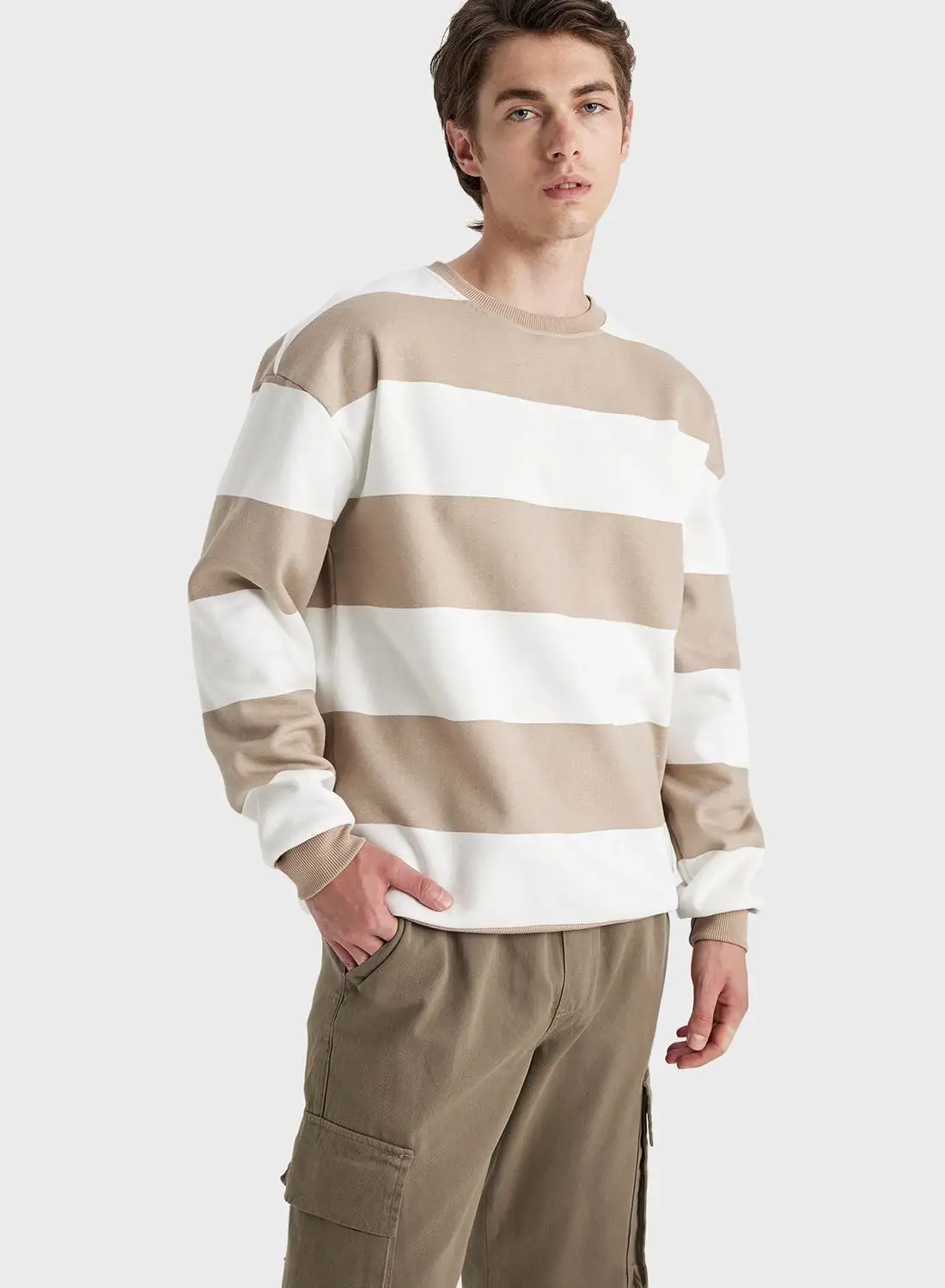 DeFacto Color Block Knitted Sweatshirt