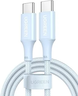 UGREEN USB C Cable 1M【Upgraded Silicone Braided】100W PD Fast Charger Cable USB C to USB C Cable for iPad Air/Pro, MacBook Air/Pro, Samsung S23/S22 Series, Huawei P60 Pro, Redmi Series etc Sky Blue