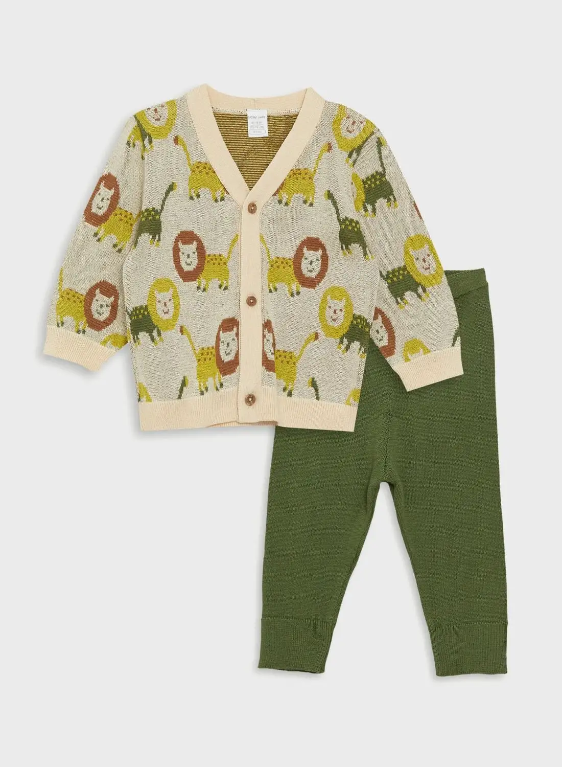 LC WAIKIKI Infant Printed Cardigan & Sweatpants Set