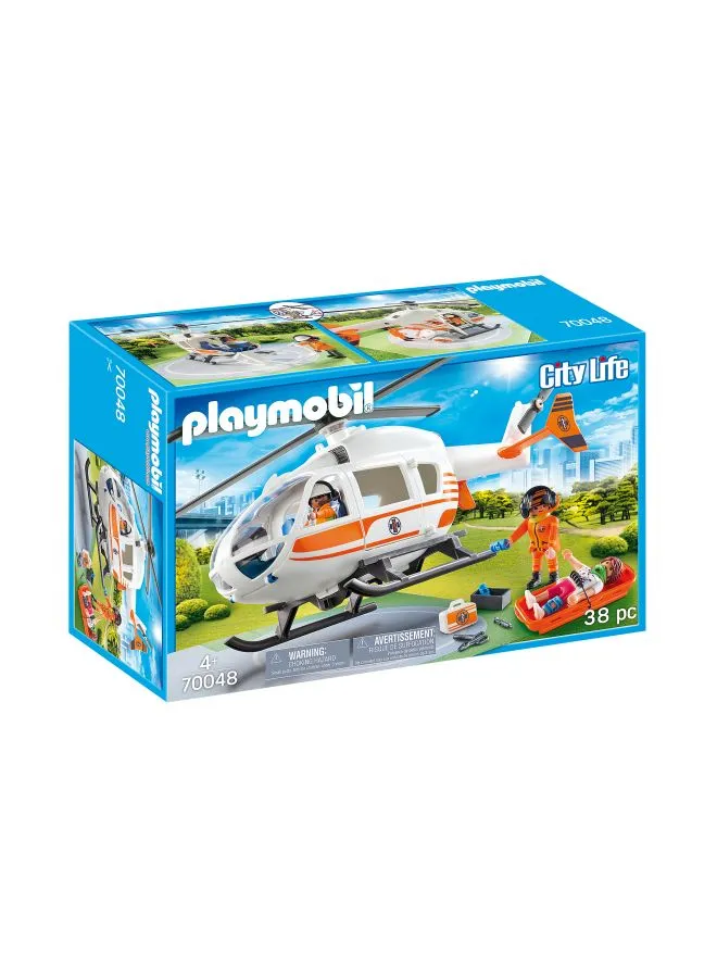 Playmobil 38-Piece City Life Rescue Helicopter Playset 70048 4.92x9.76x15.16inch
