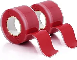 2 Rolls Self Fusing Silicone Tape - 1inx10ft Waterproof Tape, Water Leak Seal Tape, Rescue Tape, Plumbing Hose Repair Tape, Rubber Tape for Cable Winding Insulating(Red)