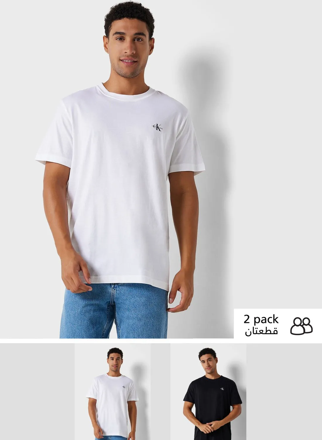 Calvin Klein Jeans 2 Pack Monogram Crew Neck T-Shirt