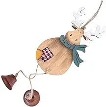 Wooden decorative pendant with deer bells - Wooden Ornament with Elk Bells