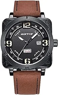 Wristos Men's 9320-CF Analog Leather Waterproof Sports Watch - Ristos Sport Analog Watch Leather Water Resistant For Men, 9320-CF