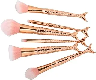 6-Piece Professional Mermaid Makeup Brush Set Gold/Pink - 6-Piece Professional Makeup Mermaid Brush Set Gold/Pink