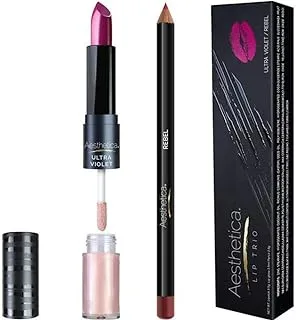 Aesthetica Rose Aesthetica Matte Lip Trio Rebel Pink Lipstick Set with Highlighter and Gloss