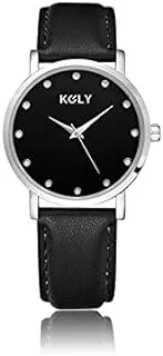 كولي ساعة يد رجالية انالوج K001 جلد اسود فضي واسود - Koly Analog Watch Leather For Men K001 Black Silver and Black