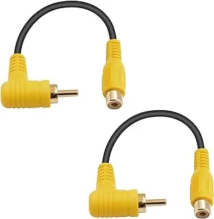 90 Degree Short RCA Extension Cable 6in/15cm,RCA Male to Female Audio Cable Supports Shielded Digital Analogue, for Home Theater, HDTV, DVD, Amplifiers, Subwoofer, Speaker(2 Pack) (Gold)