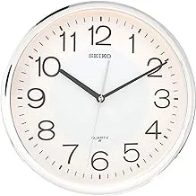 ساعة حائط سيكو (31.1 سم × 31.1 سم × 3.9 سم، فضي، QXA014S)