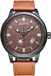 Wristos Men's 9329-CF Analog Leather Waterproof Sports Watch - Ristos Sport Analog Watch Leather Water Resistant For Men, 9329-CF