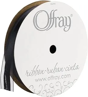 Offray Garbo Satin and Sheer Craft Ribbon, 5/8-Inch Wide by 20-Yard Spool, Black