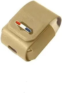 غطاء حماية لسماعات ايربودز جلد مع حلقة أمان ذهبي - Protective Leather AirPods Case With Carabiner Gold
