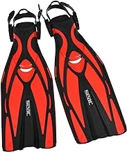 SEAC للجنسين Vela OH ، زعانف قصيرة للسباحة والغطس مع حزام قابل للتعديل ، أحمر ، S / M