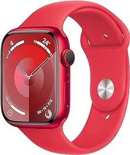 ساعة Apple Watch Series 9 الجديدة [GPS + Cellular 45mm] ساعة ذكية مع (PRODUCT) هيكل ألومنيوم أحمر مع (PRODUCT) حزام رياضي أحمر S/M. جهاز تتبع اللياقة البدنية، تطبيقات قياس أكسجين الدم وتخطيط القلب، مقاوم للماء