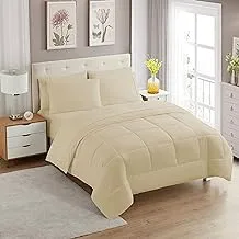 Sweet Home Collection 7 Piece Bed-In-A-Bag Solid Color Comforter & Sheet Set, Queen, Beige