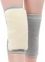 1 Pair Adult Long Thicken Wool Elastic Knee Brace Support Winter Adjustable Thermal Knee Warmer for Knee Pain Relief (Grey) (XL)
