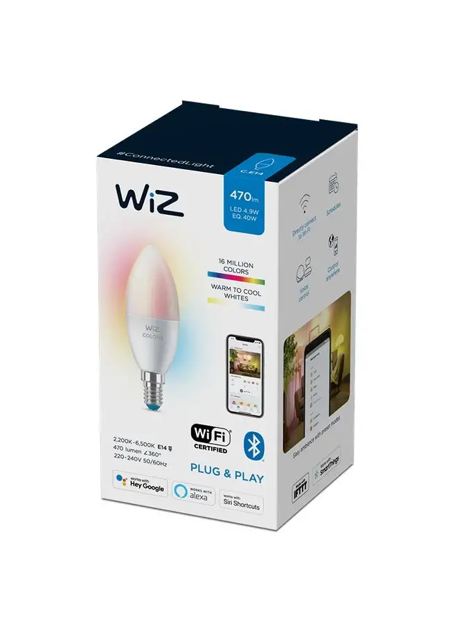 Wiz Wiz WFB 40W E14 C37 RGB Smart LED Bulb Multicolor 922-65