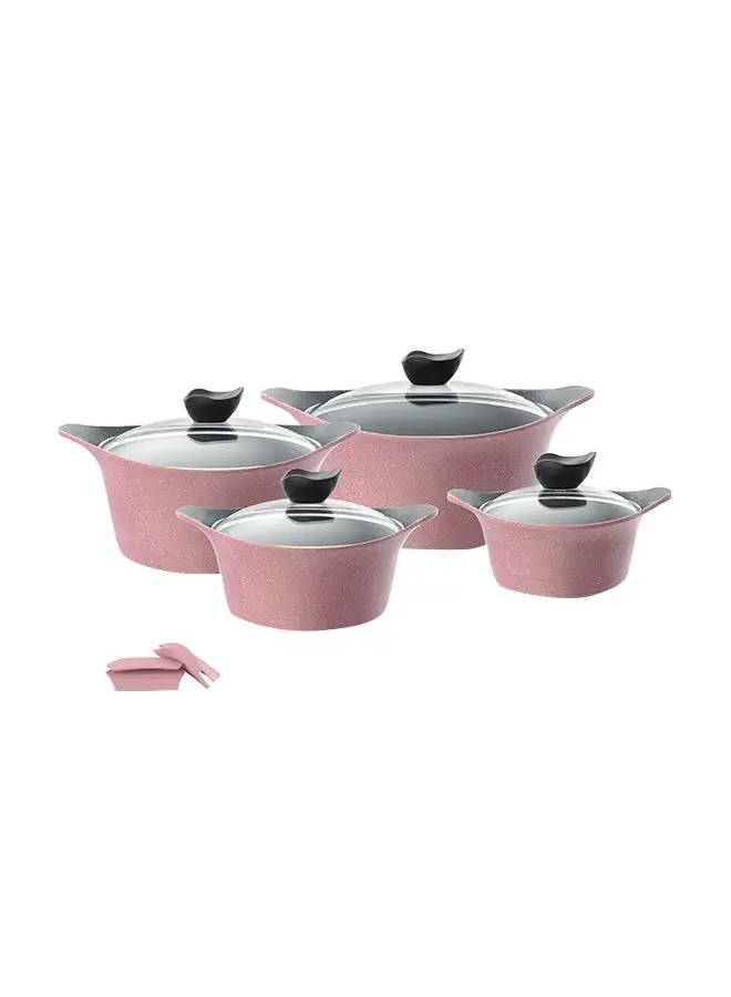 Neoflam 8-Pieces Marble Aeni Cookware Marble Set Pink 18/22/26/30cm