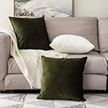 In House Mehandi Green Velvet Decorative Solid Filled Cushion Set Of 5 Pieces, 30 * 30 centimeter