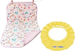 Star Babies - Combo Pack of 2- Adjustable Shower Cap with Reusable Changing Mats - Pink