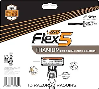 BIC Flex 5 Men's 5-Blade Disposable Razor, 10 Count