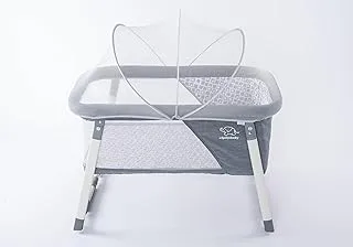 Elphy Baby Baby Cot with Rocking Function and mosquito Net Small - Dark Grey | سرير رضيع صغير بيج/محبس هزاز مع خاصية اهتزاز