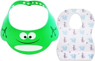 Star Babies - Combo Pack of 2- Kids Shower Cap with Disposable Bibs (20 Pcs) - Green