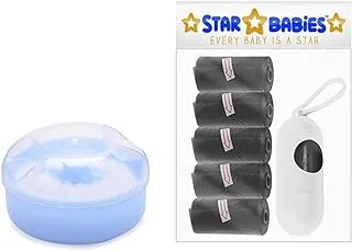 Star Babies - Combo Pack of 2- Powder Puff with Disposable Scented Bag (5 Pcs w/Dispenser) - Blue/Black